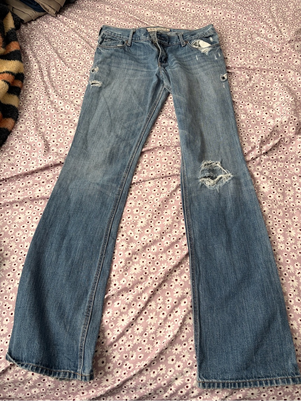 Hollister Light Blue Distressed Flare Jeans